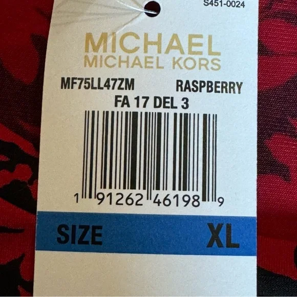 Michael Kors Women's Red And Black Floral Raspberry Tunic Top XL - Picture 7 of 11